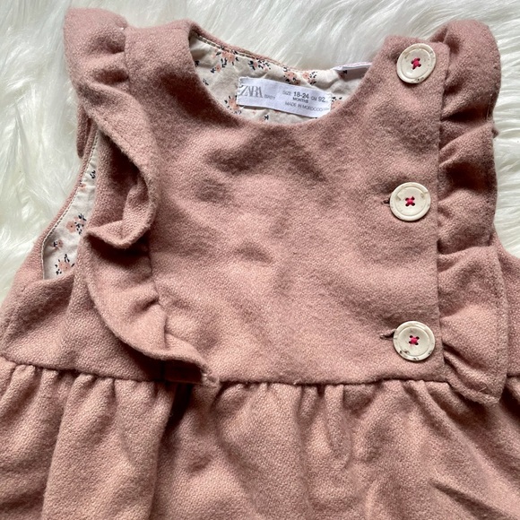Zara Baby Girl Button Flannel Dress 18-24 - Picture 2 of 7
